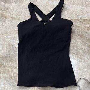 ALO Yoga Black Ribbed Crisscross Back Camisole